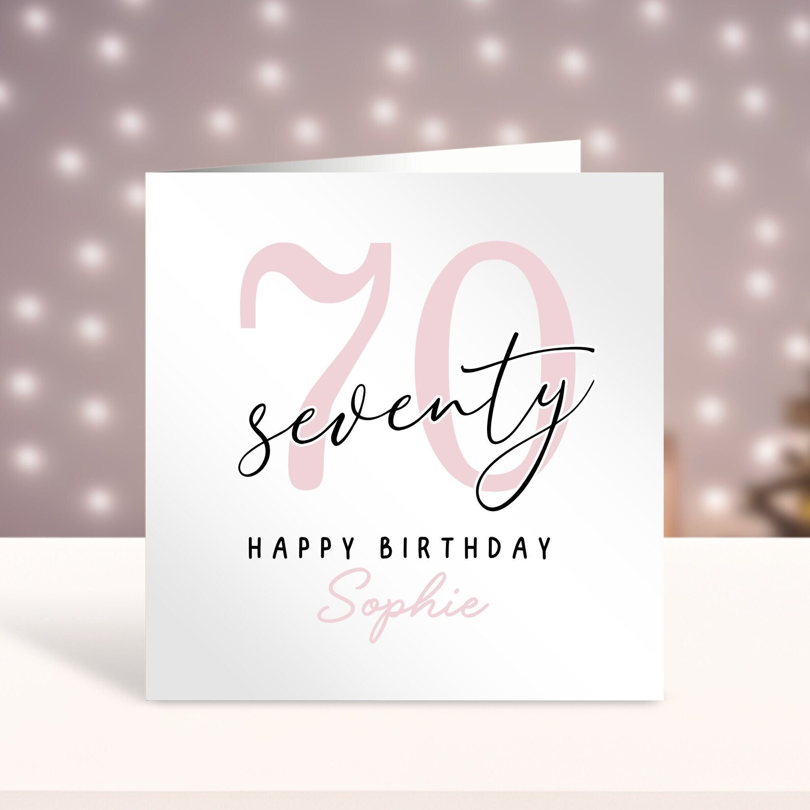 Personalised 70th Birthday Card for Her, Any Age, Custom Card, Happy ...