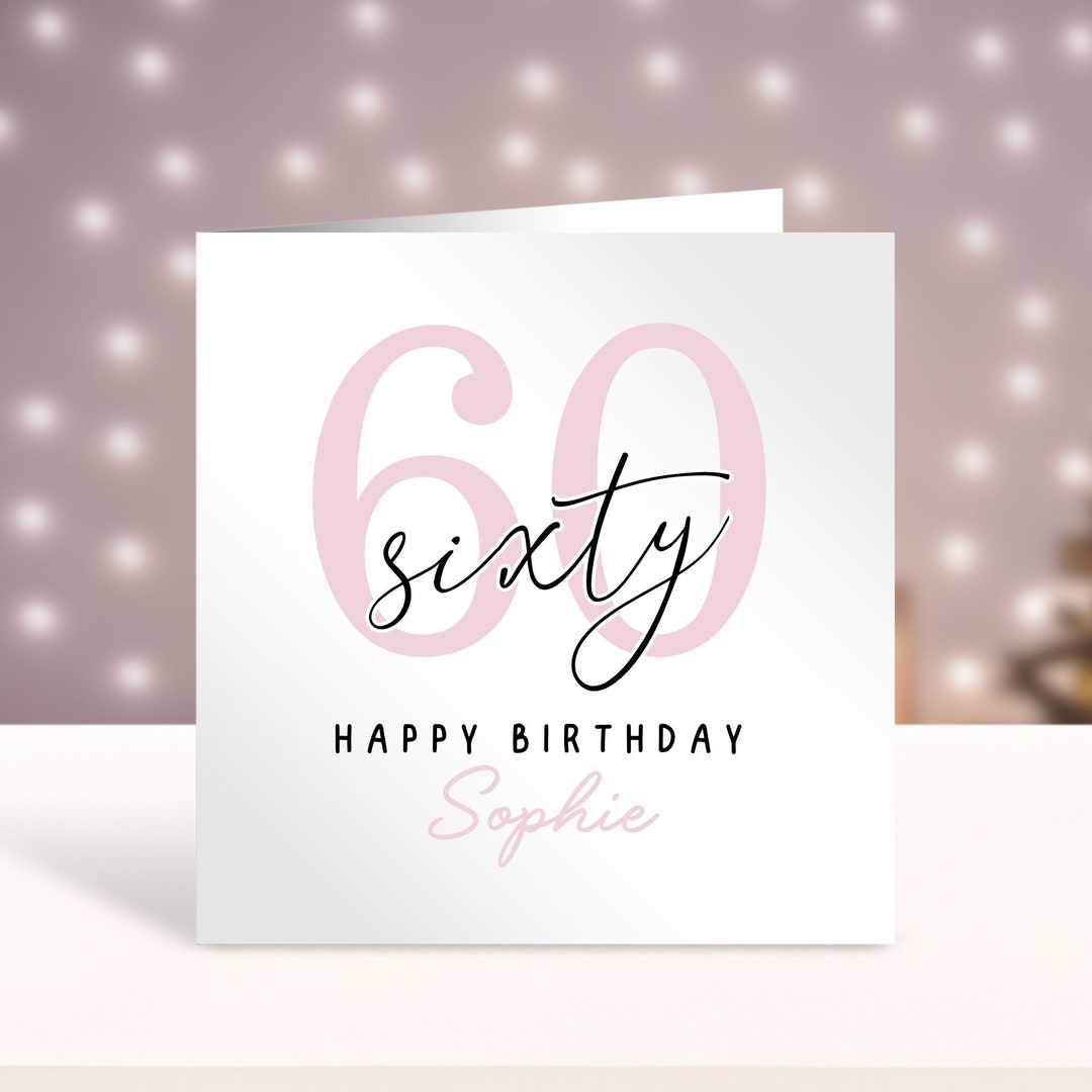 Personalised 60th Birthday Card for Her, Any Age, Custom Card, Happy ...