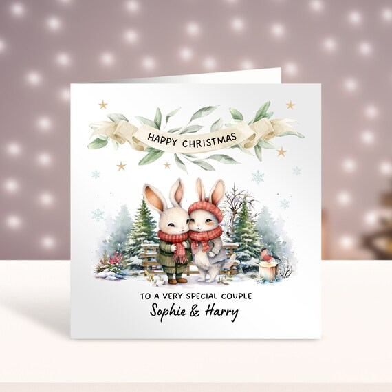 Platinum Special Friends Christmas Card – 9x6 Traditional Cute Couple Greeting Card With Envelope