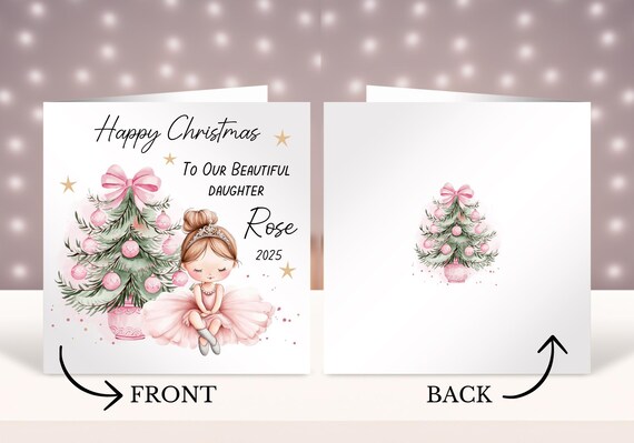 Custom Name Christmas Card Personalised Christmas Card For Sister, Daughter, Granddaughter, Niece, Or Friend - Handmade UK Design Christmas Card Sister