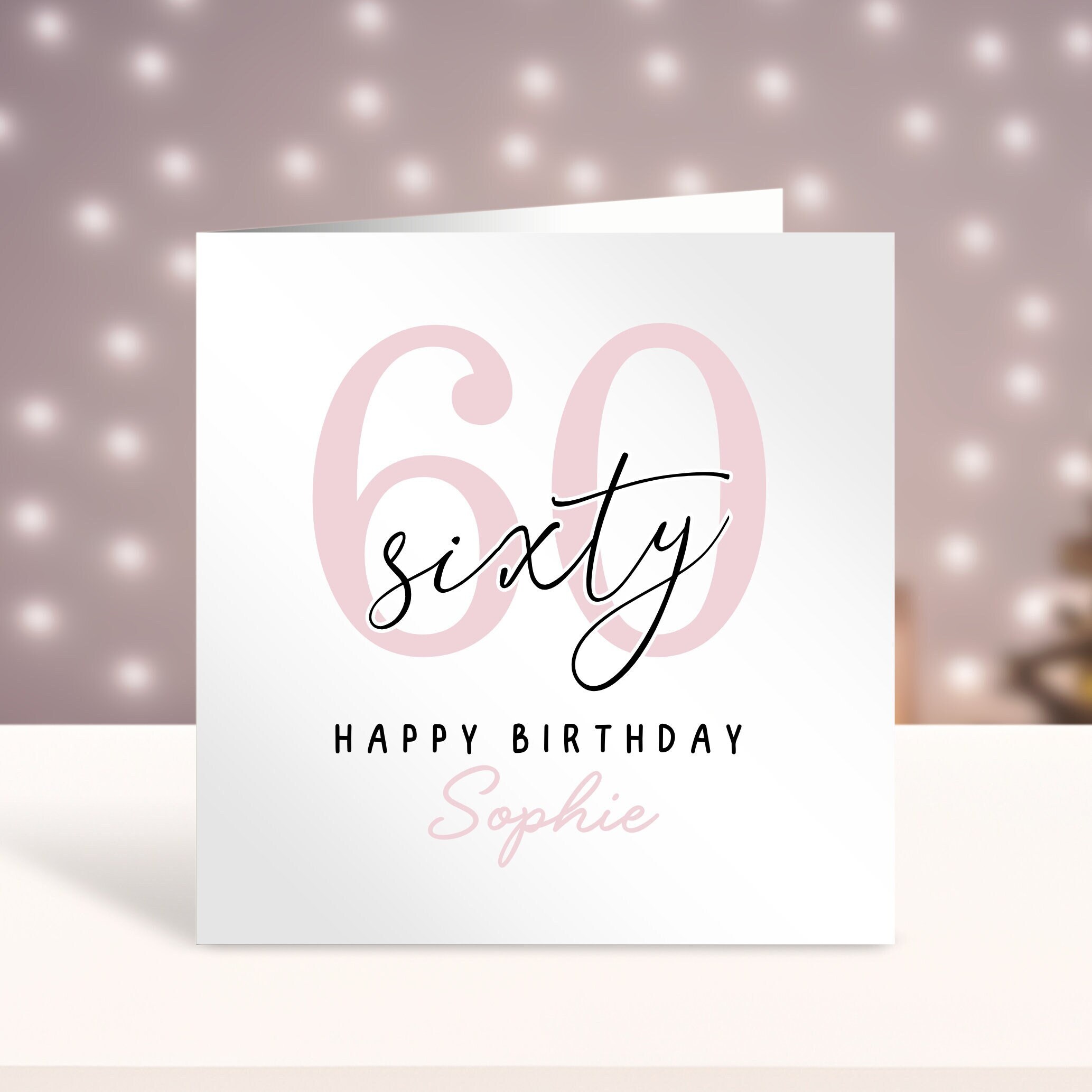 Personalised 60th Birthday Card for Her, Any Age, Custom Card, Happy ...