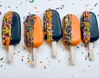 1/2 Dozen Halloween Themed Cakesicle with sprinkles party treats favors