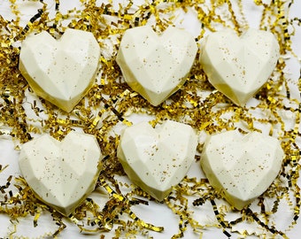 1/2 Dozen White & Gold Cake Hearts Bridal/Wedding Baby Shower Anniversary Valentines Gift Treat Box