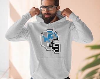 Detroit Lions Tecmo Style 8-Bit Helmet Premium Hoodie