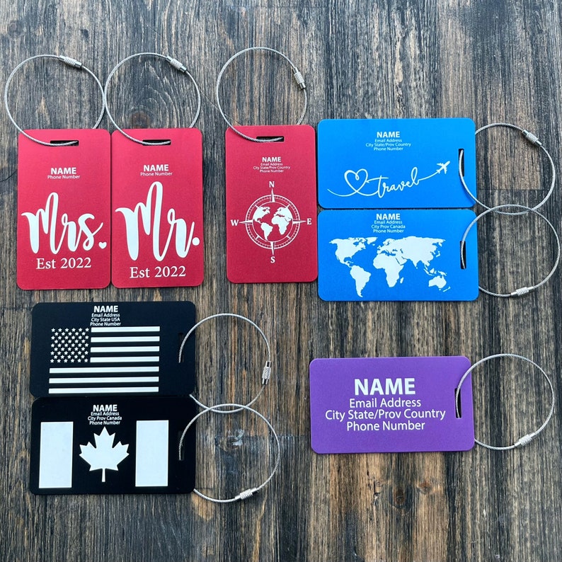 Large Personalized Metal Luggage Tag Backpack Suitcase Tag Etsy