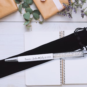 Custom Engraved Crystal Wedding Pens: Personalized Bridal Favor