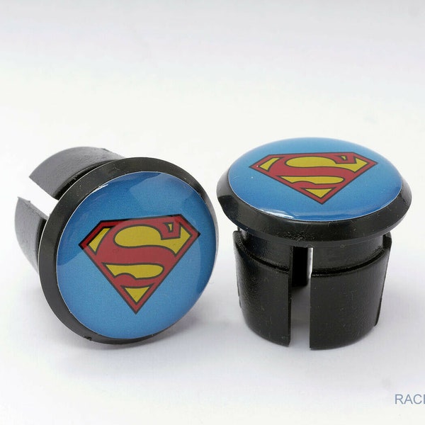 Superman Lenker Plugs Endkappen Tapones Bouchons Lenker vintage Style Neu
