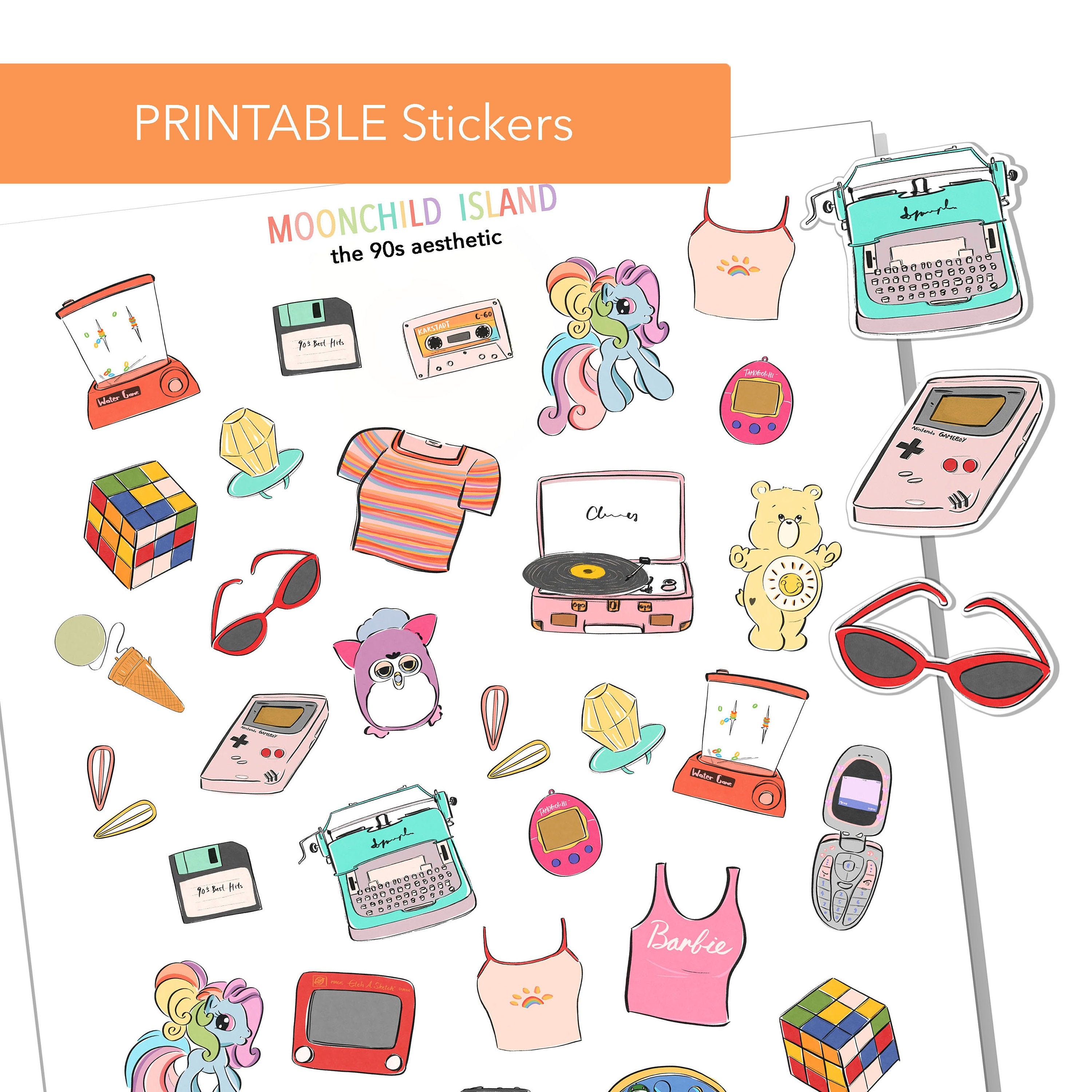 the 90s aesthetics printable planner stickers decorative etsy