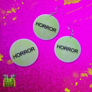 Horror VHS Sticker Badge Earrings Set Gift Jewellery Retro