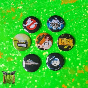 Ghostbusters knop badge set ECTO1 Verblijf Puft 80s horror