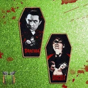 Dracula Christopher Lee Bela Lugosi Horror Coffin Patch Printed Iron On Vampire