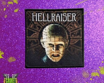 Parche termoadhesivo con estampado de horror de cabeza de alfiler Hellraiser clásico