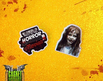 Horror resin pin badges Excorcist I'd rather be watching Horror Movies