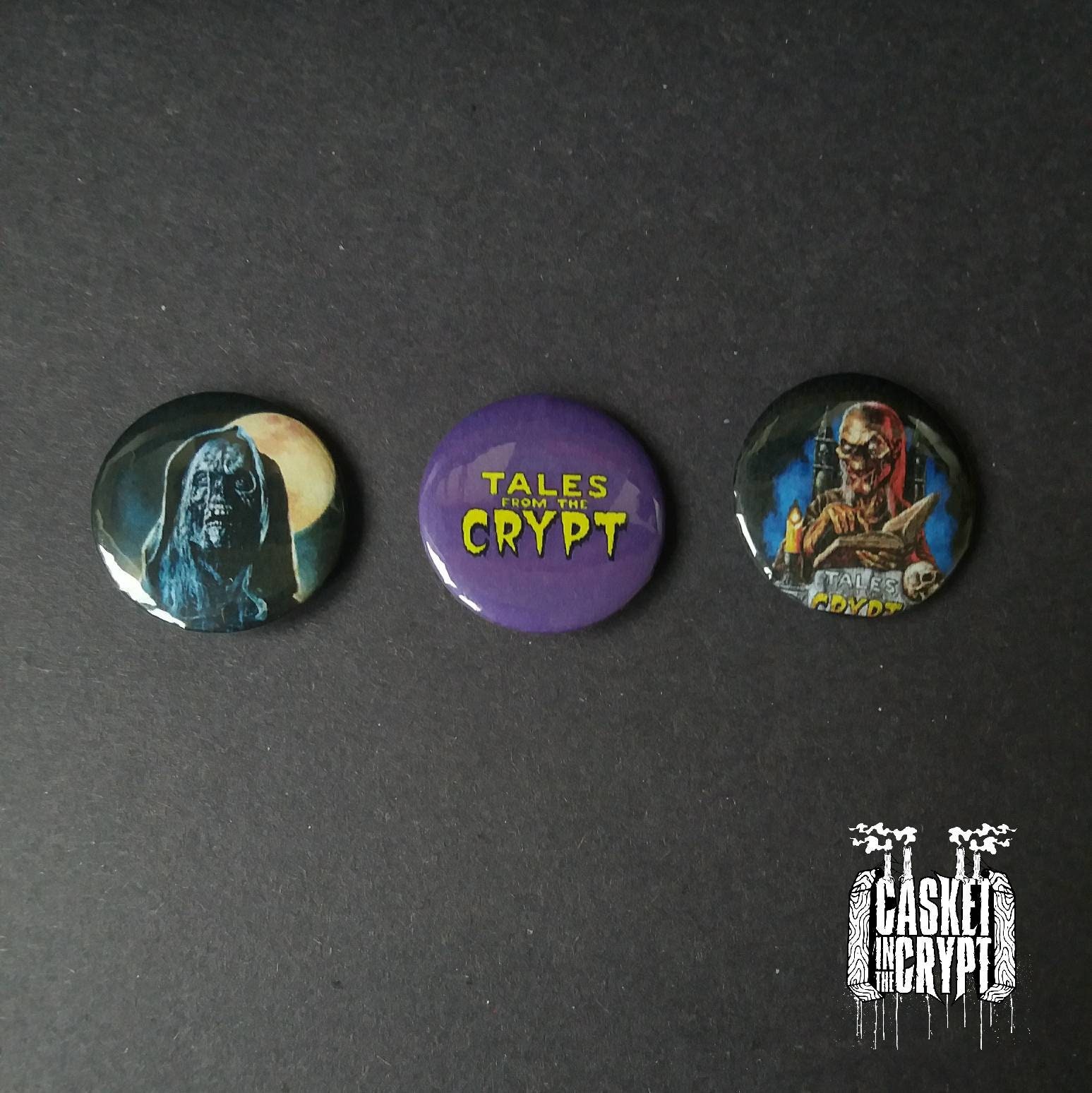 Tales from the Crypt 1" Button Pin Set Crypt Keeper Horror Comedy Scary Classic 