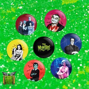 The Munsters retro horror badge set goth gift ideas vampire