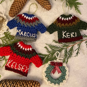 Personalized Crochet Mini Sweater Gift | Christmas Tree Crochet Ornament | Handmade Crochet Christmas Gifts | Christmas Tree Decorations