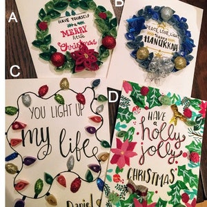 Cartes de Noël et hanoukka faites à la main 6 » x 9 »- Cadeaux personnalisés pour les amis et la famille