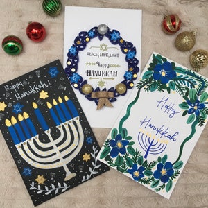 Cartes Hanoukka faites à la main 6 » x 9 » - Cadeaux personnalisés pour les amis et la famille