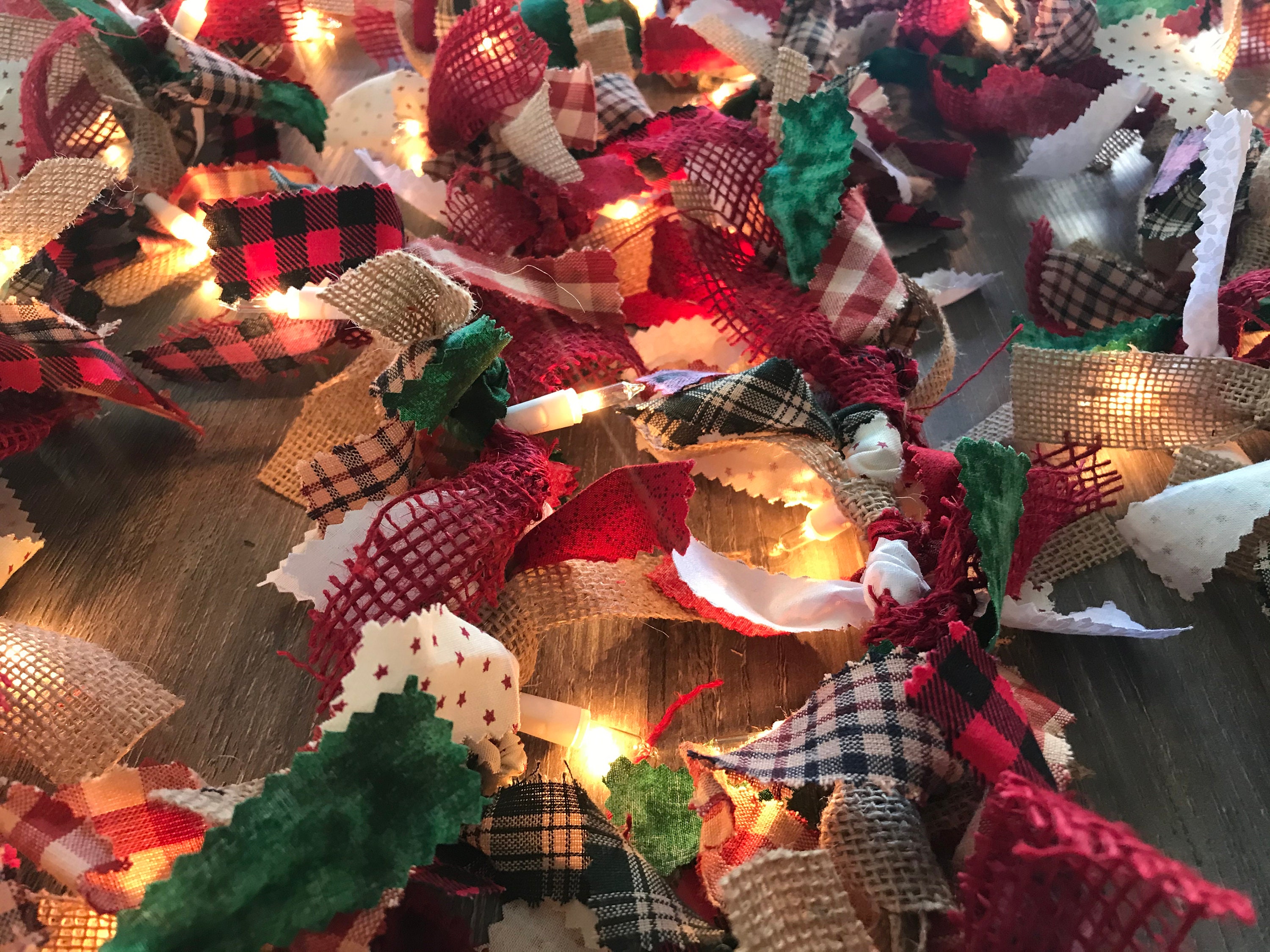 Fabric Rag Garland / Christmas Garland / Burlap Garland Etsy UK