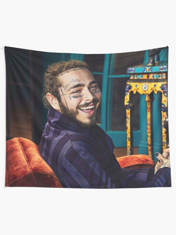 Singer Post malone Smile Face Wall Tapestry Post malone Music Tapestries 