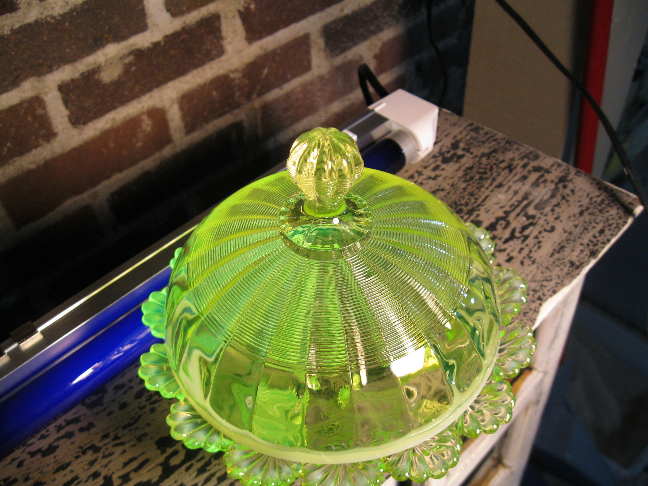 Vintage northwood vaseline glass butter dish Etsy