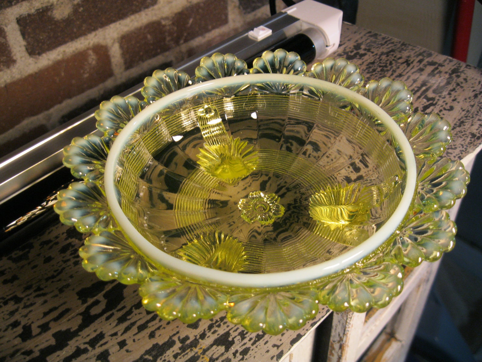 Vintage northwood vaseline glass butter dish Etsy