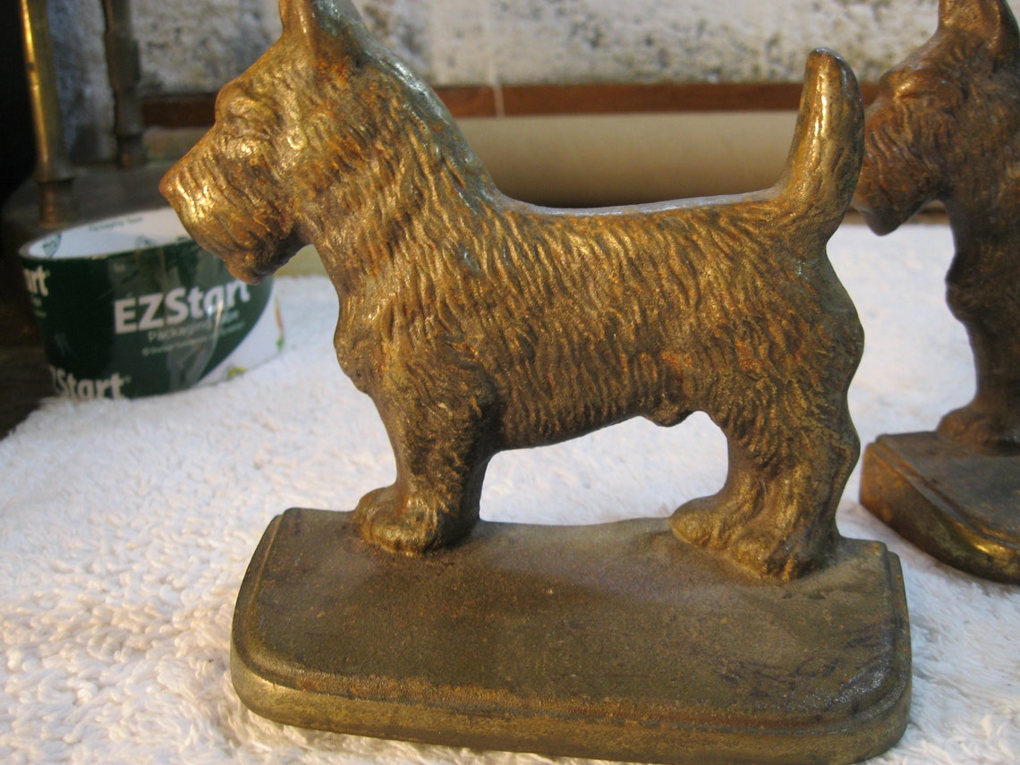 Vintage bronze brass scottie dog bookends Etsy
