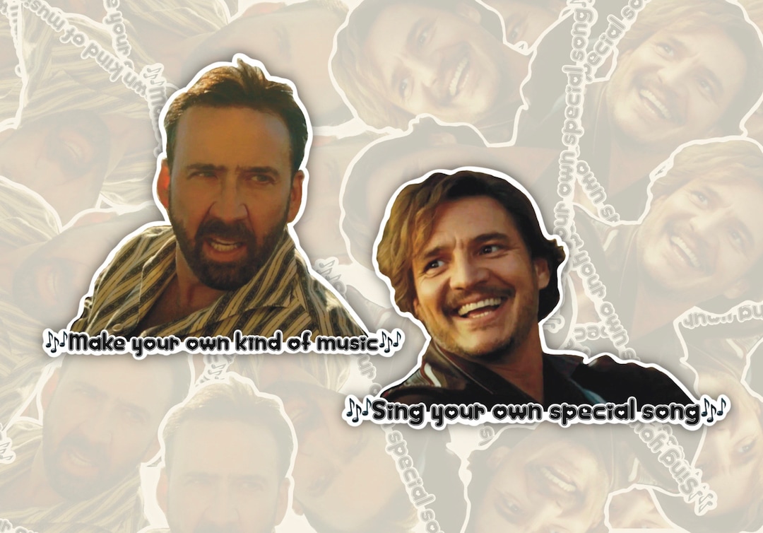 Nick Cage and Pedro Pascal Car Meme Sticker Set Etsy