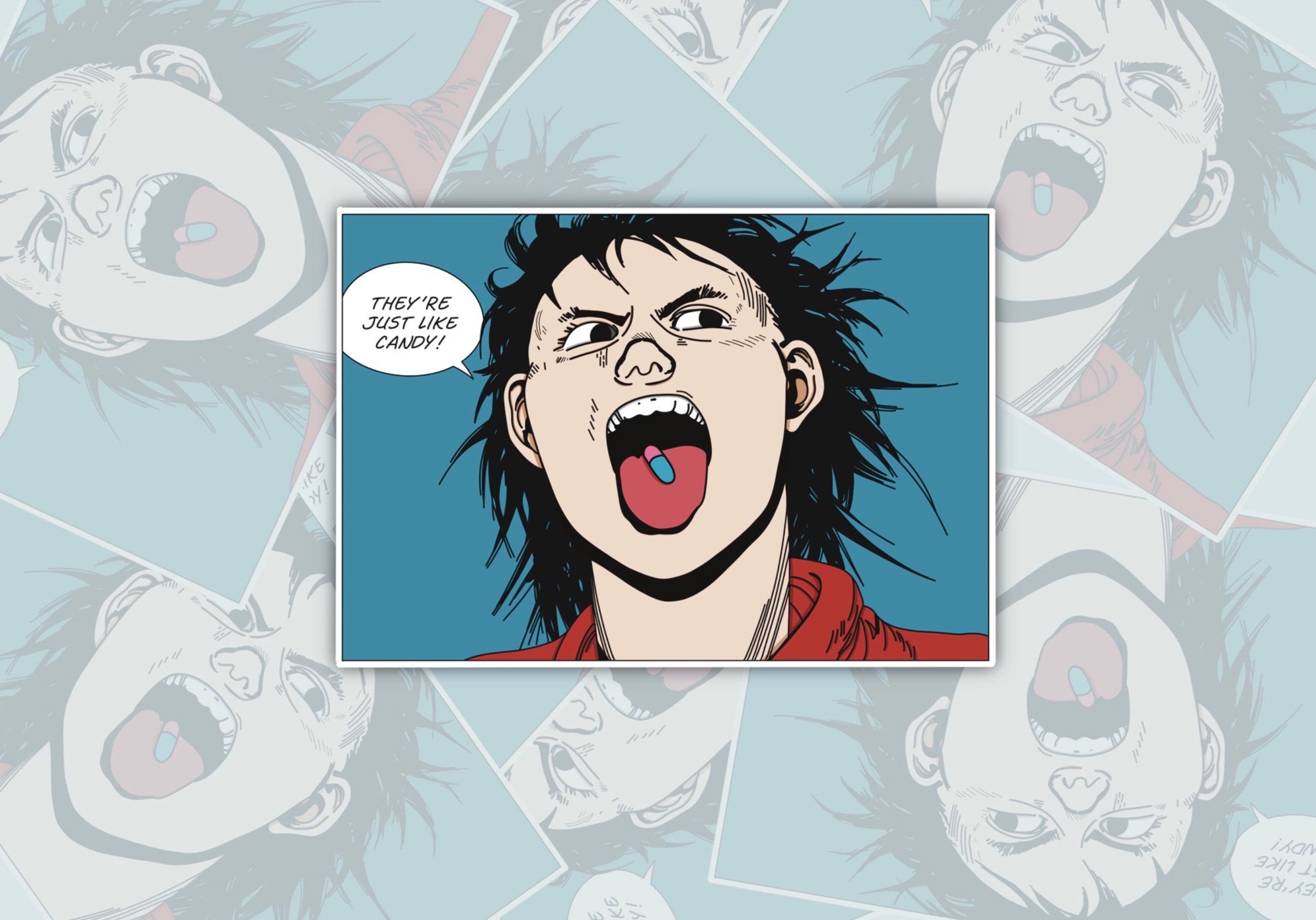 Akira, Pills, Good for Health, Bad for Education, Anime Sticker