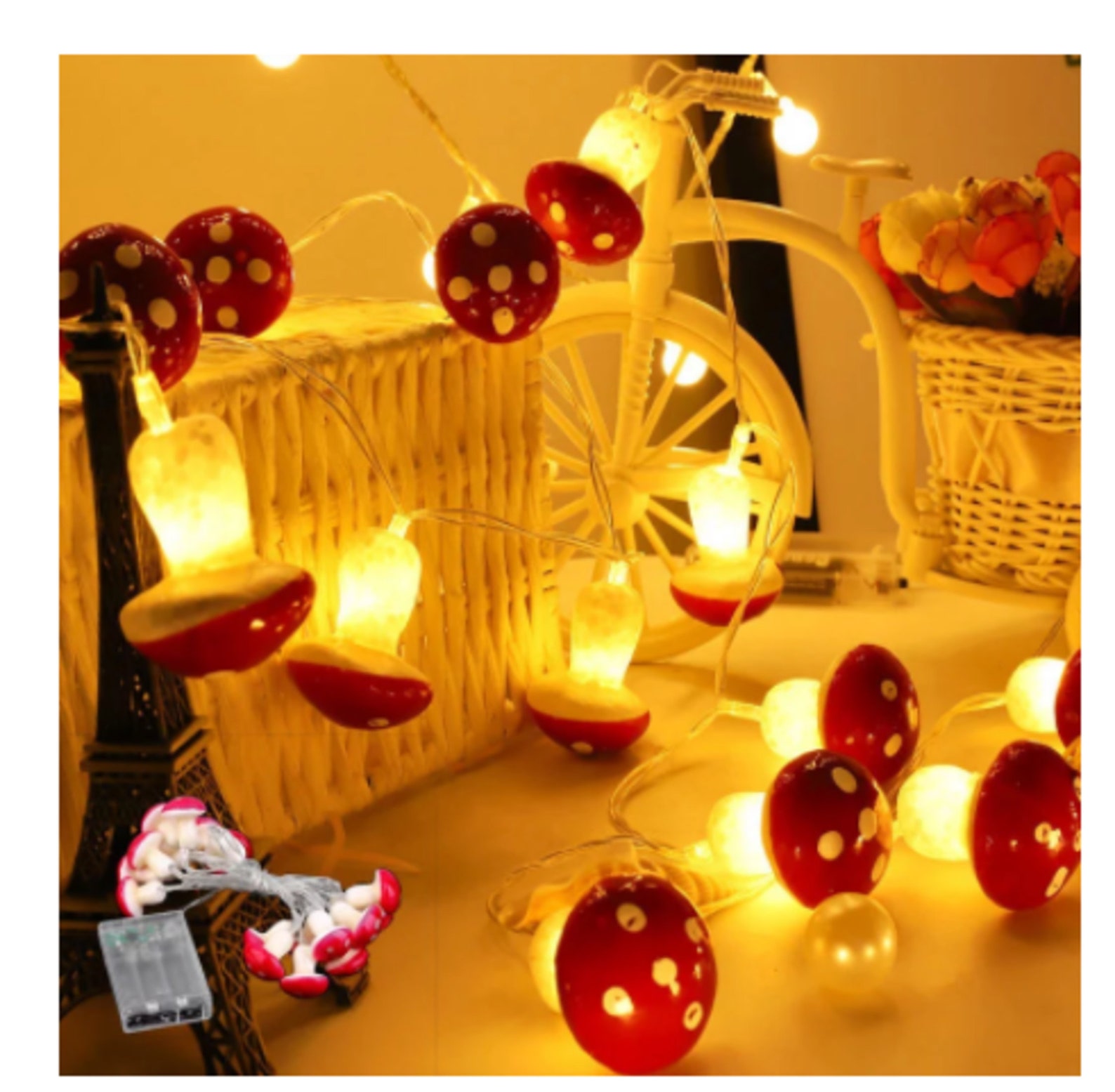 2m 3m Mushroom Shape Wire String Light Battery Operated Led Etsy