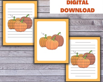 Fall/Autumn Printable Stationery Set US Letter Size 8.5x11 ,PDF, Instant Download, Lined Paper, Unlined Paper, Printable Paper, Journal