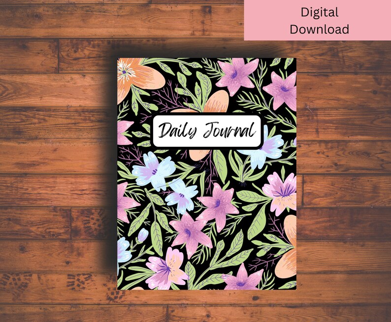 Printable Journal, Daily Journal, Midyear, Undated, Floral Journal ...
