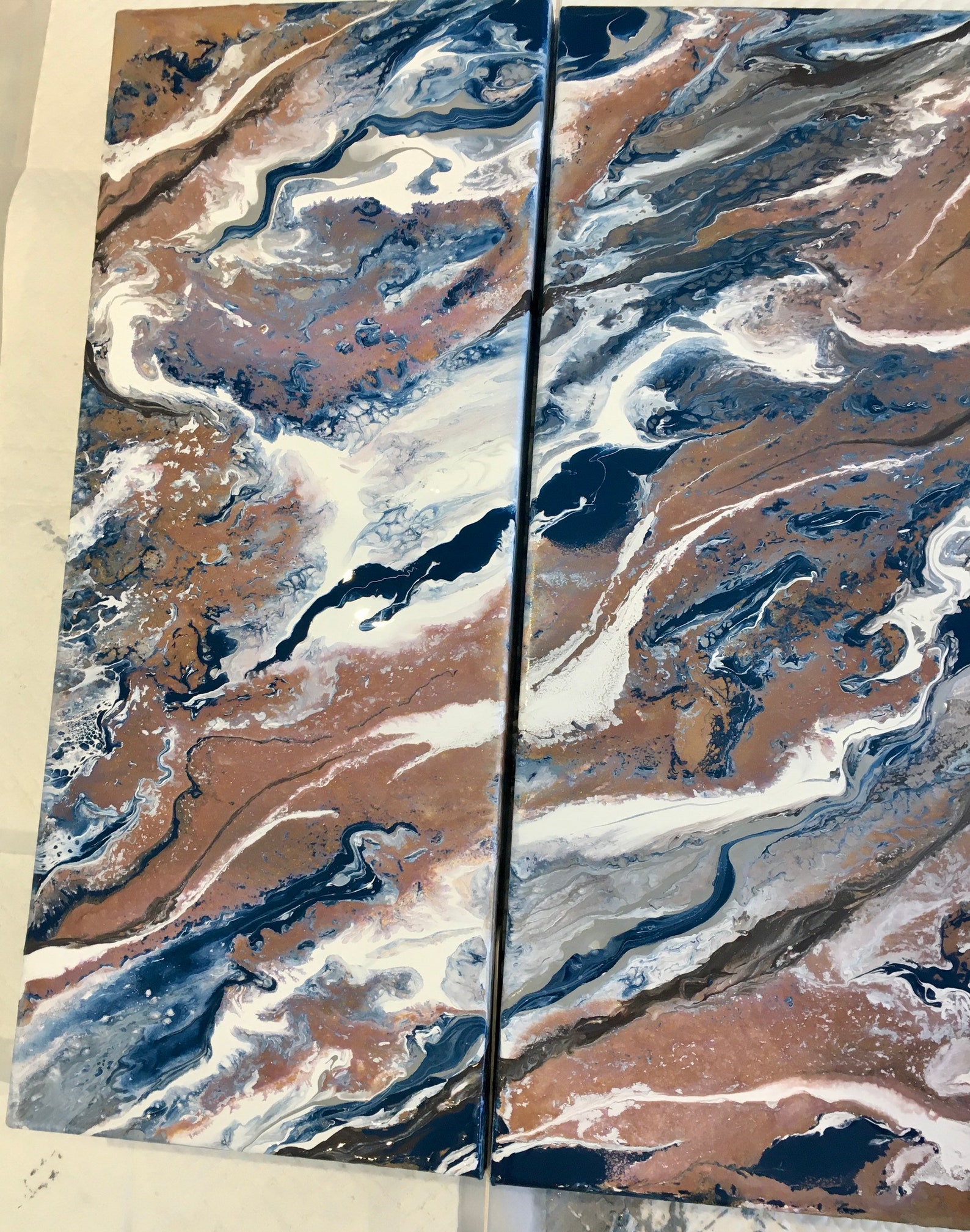 Diptych acrylic artwork on deep edge canvas. Unique Etsy