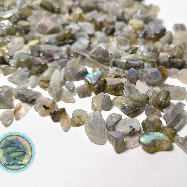 Labradorite Crystal Chips 3-8mm | 100% Natural Labradorite, Bulk Tumbled Labradorite, Polished Labradorite, Candles, Jewelry, Arts & Crafts