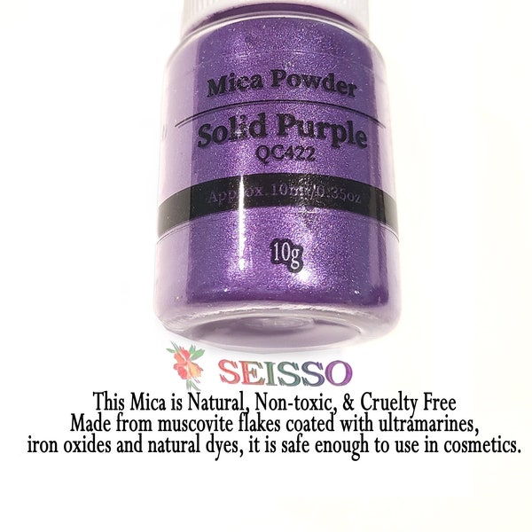 Solid Purple Natural Mica Powder Pigment | Purple Shimmer Mineral Powder, Purple Epoxy Pigment, Purple Resin Color, Orgone, Candles, Makeup