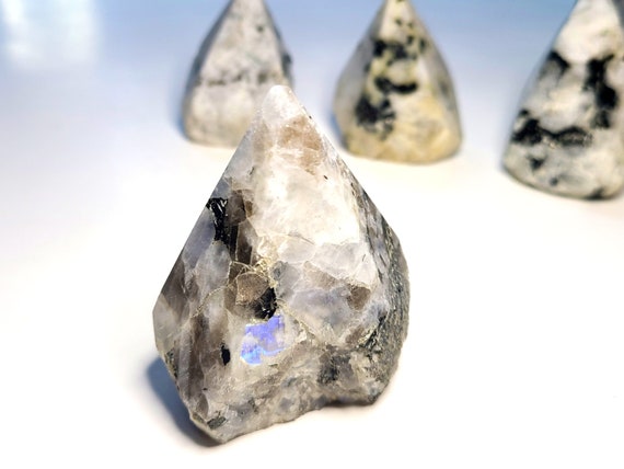 Rainbow Moonstone Crystal, Natural Moonstone Polished Point, Rainbow Moonstone Point, Polished Moonstone, Moonstone & Black Tourmaline Point