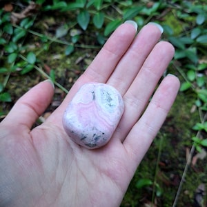 Rhodonite Palm Stones 1-1.5&quot; | Natural Rhodonite Stones, Pocket Stone, Crystal Grids, Crystal Altars, Rosy Pink Gemstone, Heart Chakra Stone