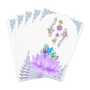 蓮の花クリスタル鯉の池トランプ | クリスタルマジックゲームカード、美しいトランプ、かわいいポーカーカード、ゲームナイト、家族の楽しみ