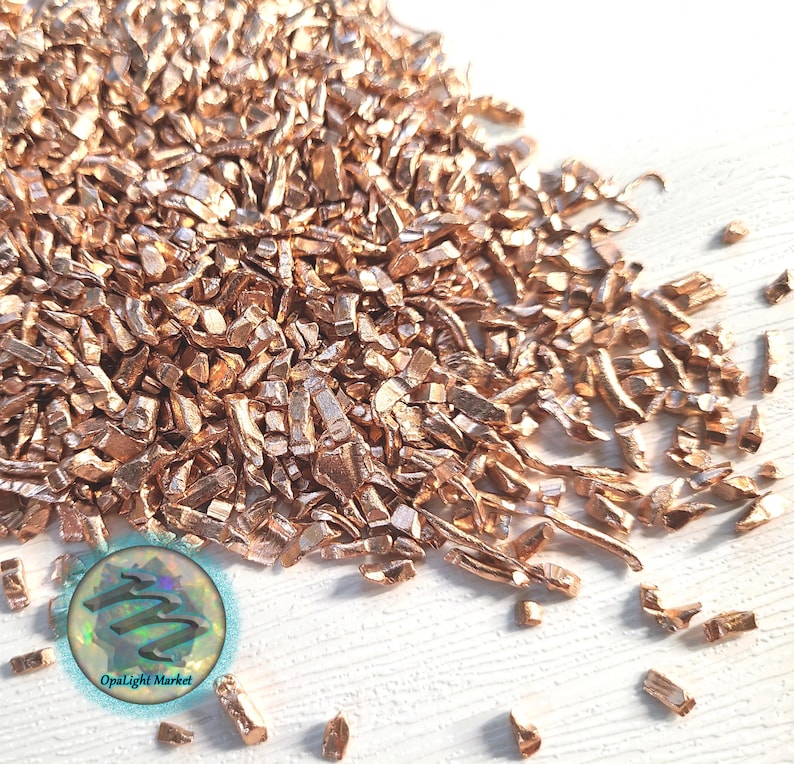 99.9% Pure Copper Shavings | Copper Chop, Copper Flakes, Copper Shreds, Copper bits, Crafts, Orgone Pyramids, Resin Inlay, Art Texturing image 1