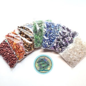 Chakra Crystal Chip Bulk Bundle 1oz, 2oz, 4oz | 7 Total Crystal Chip Bags, Bulk Crystals for Resin Art, Orgonite, Candles, Mosaic, Inlay