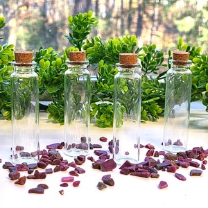 Glass Cork Bottles | Genuine Glass Collection Bottles, Glass Jars for Crystals, Small Glass Gemstone Bottles, Apothecary Vials, Spell Jars