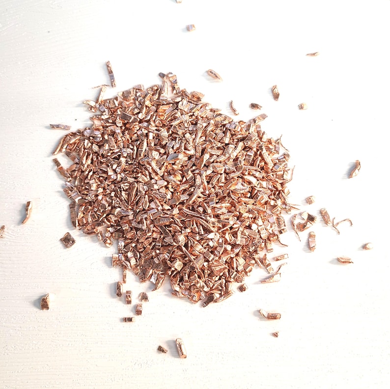 99.9% Pure Copper Shavings | Copper Chop, Copper Flakes, Copper Shreds, Copper bits, Crafts, Orgone Pyramids, Resin Inlay, Art Texturing image 2