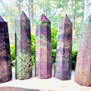 Ruby Kyanite Altar Crystal | 7in 2lb Avg Ruby Kyanite Crystal, Ruby Kyanite Tower, Ruby Kyanite Obelisk, Ruby Zoisite Obelisk, Zoisite Tower