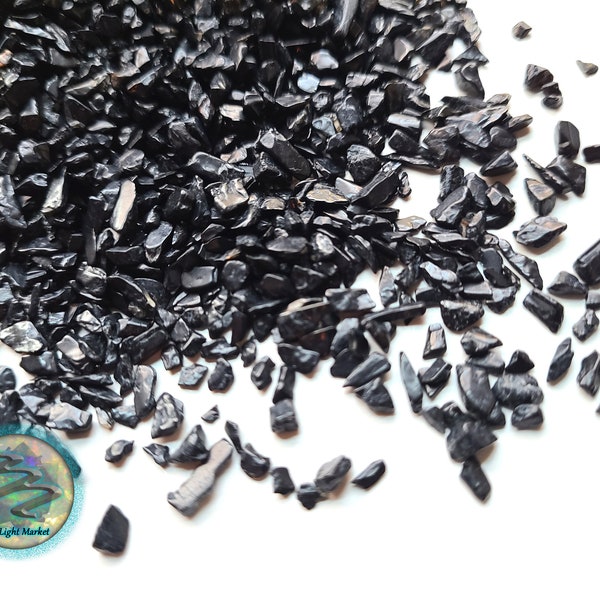 Black Tourmaline Crystal Chips 2-6mm | Crushed Black Tourmaline, Tumbled Black Tourmaline, Candles, Crystal Crafts, Crystal Grids, Orgonite