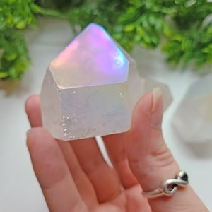 Rainbow Aura Quartz Points, Angel Aura Quartz Obelisk, Aura Quartz Crystal Tower, Angel Aura Chakra Tower, Rainbow Chakra Crystal, Avg 2.5&quot;
