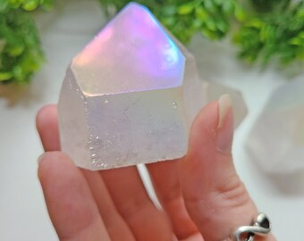 Rainbow Aura Quartz Points, Angel Aura Quartz Obelisk, Aura Quartz Crystal Tower, Angel Aura Chakra Tower, Rainbow Chakra Crystal, Avg 2.5"
