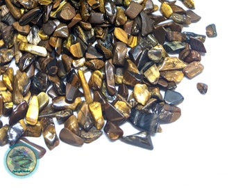 Tigers Eye Crystal Chips 4-7mm | Bulk Tumbled Tigers Eye, Natural Tigers Eye Chips, Crushed Tigers Eye, Resin Inlays, Candles, Arts & Crafts