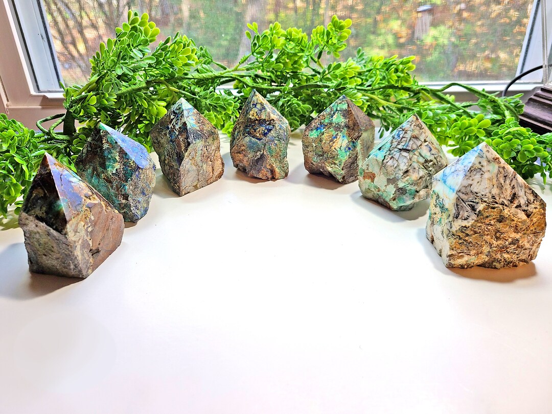 Azurite Malachite Polished Point | Azurite Crystal, Raw Azurite Point ...