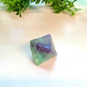 Rainbow Fluorite Octahedron | Rainbow Fluorite Crystal, Diamond Shape Stone, Natural Green/Purple Fluorite Crystals for Healing & Meditation