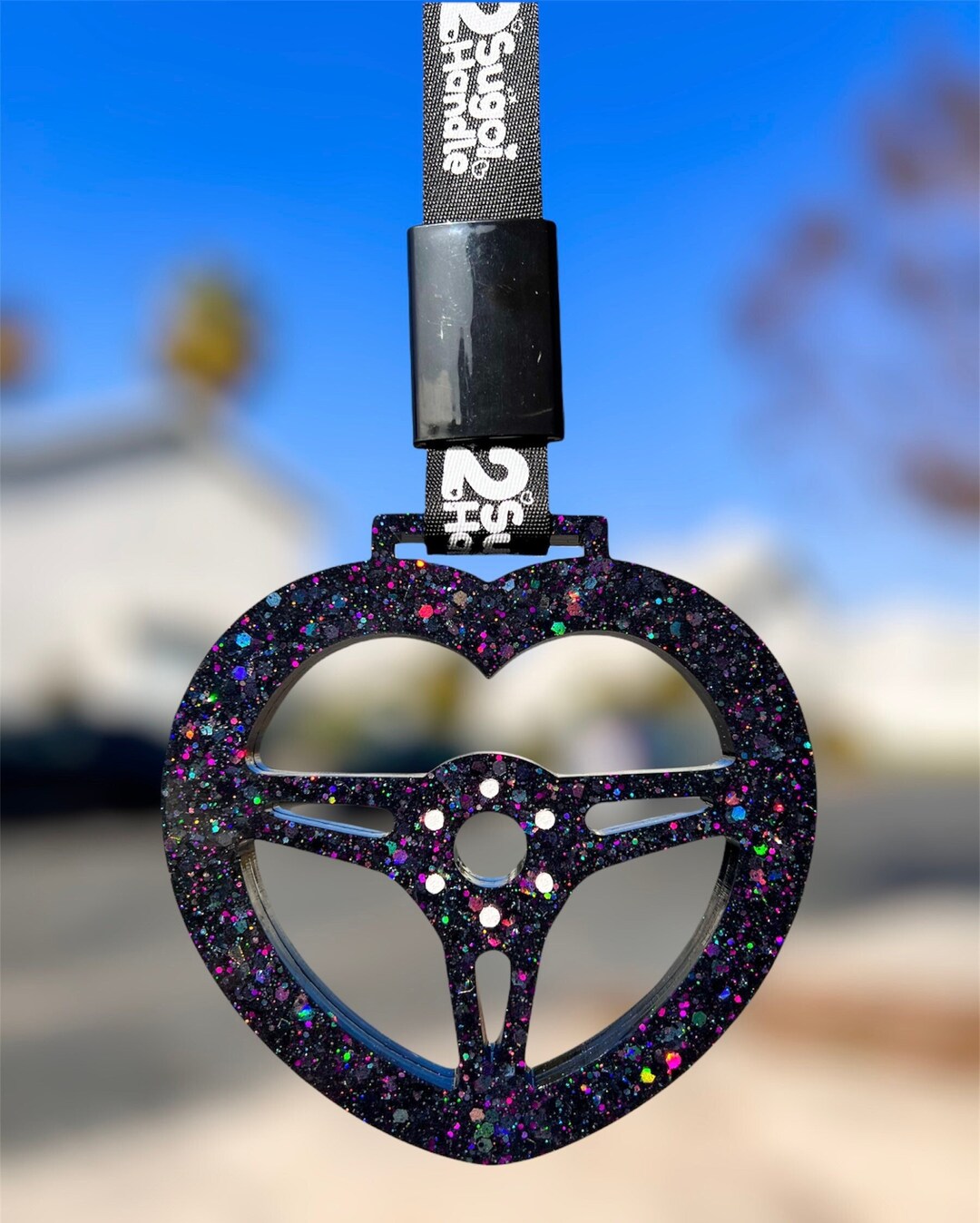 Sparkly Black Heart Steering Wheel Tsurikawa Glow in the Etsy